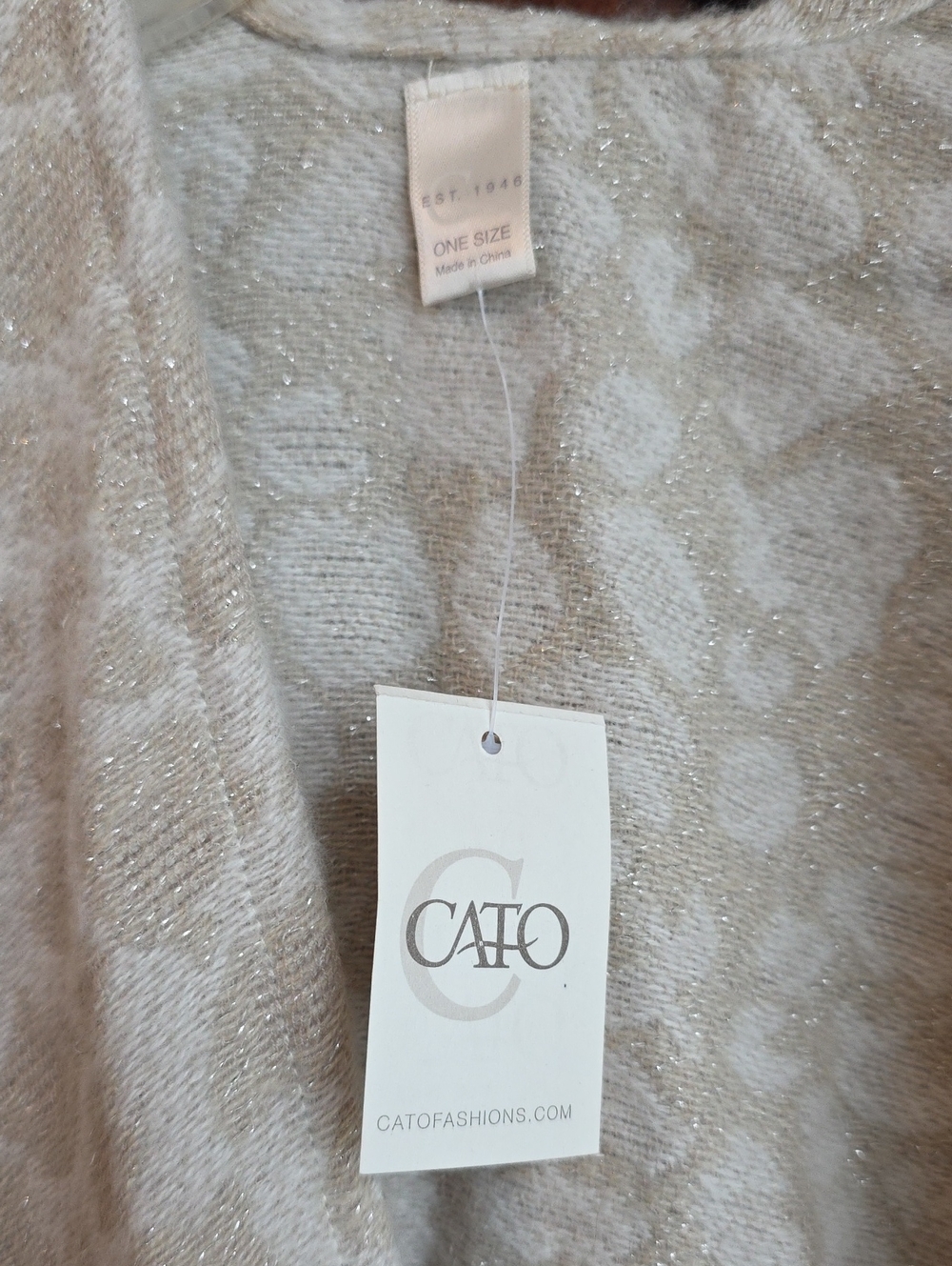 Cato Sparkly Leopard Print Fringed Wrap - Picture 5 of 5